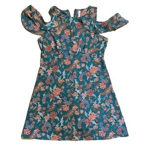 Boho Fairy core floral ruffle off shoulder dress size medium midi paisley M